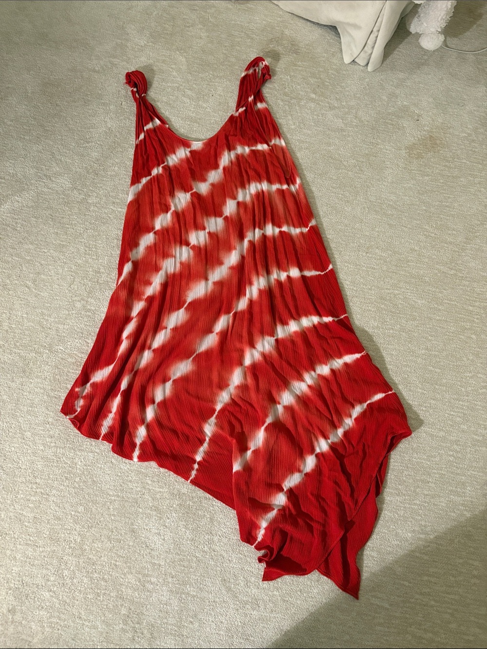 Michael Stars Red and White Tie-Dye Sleeveless Top